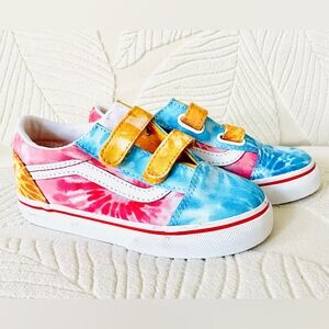 Vans Kids Tie-Dye Sneakers in Pink, Blue, and Yellow